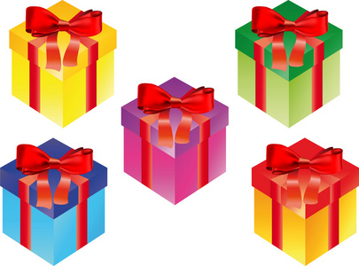 白色一排内的红色礼品盒